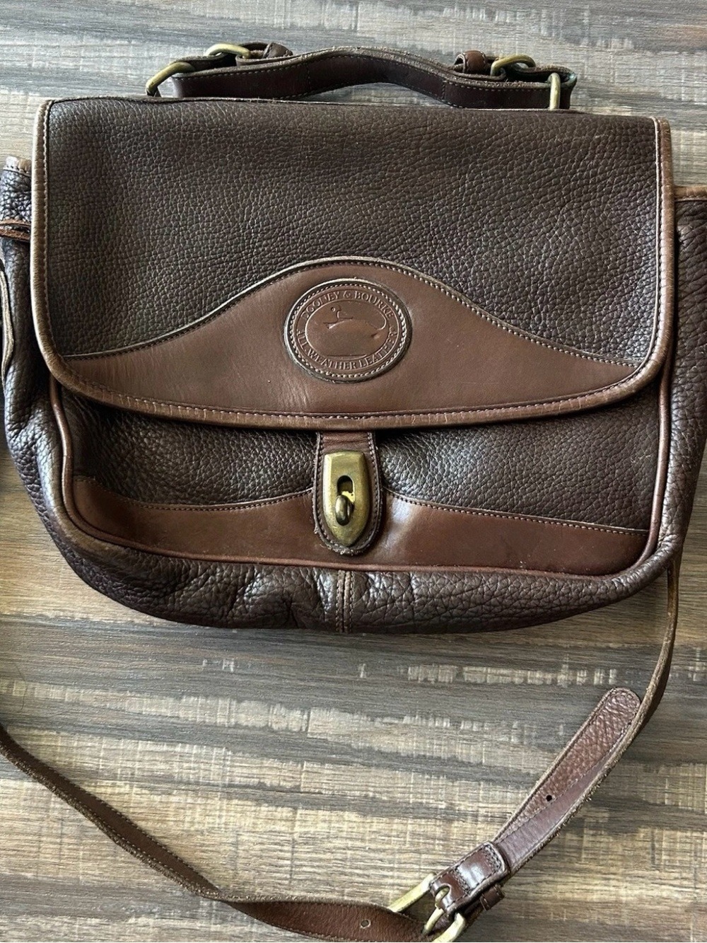 Dooney & Bourke Leather Briefcase Messenger Bag Brown Pebbled Crossbody USED